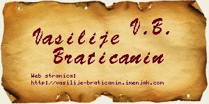 Vasilije Bratičanin vizit kartica
